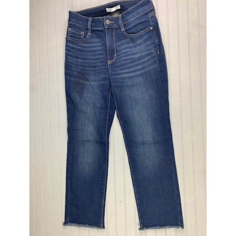 Nine West Size 25 Womens Jeans Straight Crop Raw Hem Dark Wash Mid Rise